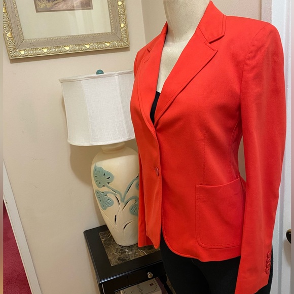 NWOT QL2 Quelledue Diana Cotton Blazer In Bright Orange Size 38/S.